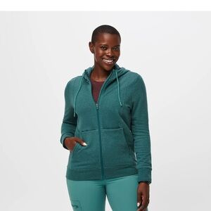 NWT- FIGS Full zip hoodie size XS, Heather cactus is the color